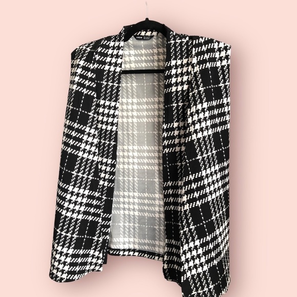 SHEIN Plaid Cape Blazer - Black & White - Size Small - Picture 5 of 8